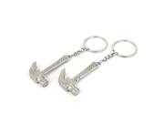 Unique Bargains 2PCS Alloy Split Ring Staple Hammer Design Dangling Keychain Silver Tone Decor