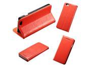 PU Leather Card Slot Phone Flip Stand Case Cover Orange for iPhone 6 Plus 5.5