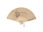Daffodil Printing Hollow Out Style Foldable Fragrant Wooden Hand Fan 9 Length