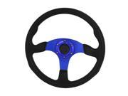 35cm Dia Blue Black Faux Leather Coated Racing Steering Wheel Spare Part for Car
