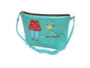 Teal Green Cartoon Printted Ornament Pouch Purse Holder Pocket for Mobile Phone