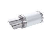 7 Body Long 60mm Inlet Slanted Cut Motorcycle Exhaust Muffler Tip Sliver Tone