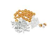 Unique Bargains 25pcs Gold Tone Cone Shaped License Plate Frame Screws Nuts M6 for Motocycle Car