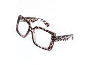 Unique Bargains Brown Clear Leopard Pattern Arms Full Rims Glasses Spectacles