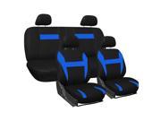 Unique Bargains Full Set Breathable Car Seat Covers for Auto SUV w Headrests Blue Black