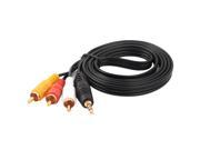 1.5M 5Ft 3.5mm Stereo Plug Male to 3 RCA Male Audio Jack Extension Cable