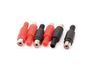 6PCS Black Red RCA Female Jack Audio Video Adapter Converter Connector