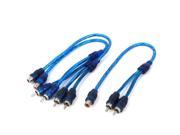 Single Female RCA to Dual Male RCA Y Adapter Splitter Cables Blue 3PCS