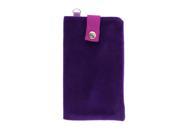 Double Layer Magnetic Clasp Button Cell Phone Pouch Sleeve Bag Dark Purple