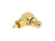 Gold Plated RCA Right Angle Connector Plug Adapters Male to Female Jack