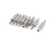 8pcs Silver Tone Metal 3.5mm Male Jack Stereo Audio Cable Plug Adapter Connector
