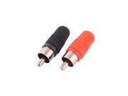 2pcs Red Black Straight RCA Male Plug Audio AV Coaxial Cable Adapter Connector