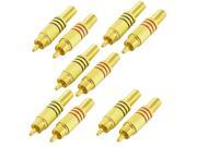 10pcs Metal Spring End RCA Male Plug Audio Coaxial Cable Wire Connector Adapter