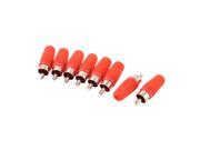 8pcs Red Plastic Cover Straight RCA Male Plug Audio Video AV Coax Cable Adapter