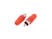 2pcs Red Plastic Straight RCA Male Plug Jack Audio Coax Cable Adapter Connector