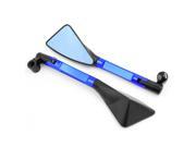 Pair Universal CNC Triangle Style Side Rearview Mirror Blue Black for Motorcycle