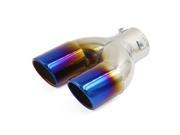 Unique Bargains Auto Stainless Steel Bluing Burnt Double Tip Exhaust Muffler Tailpipe 60mm Inlet