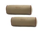 Unique Bargains Cylinder Design Faux Leather Elastic Band Pillow Neck Rest Support Cushion Beige