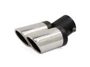 Car Silver Tone Stainless Steel Double Outlet Silencer Tip Exhaust Muffler