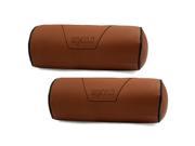 Unique Bargains Cylinder Design Faux Leather Elastic Band Pillow Neck Rest Support Cushion Brown