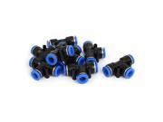8pcs Pneumatic 10mm Push In Connector T Joint Quick Fittings Black Blue