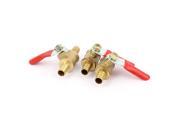 3pcs 8mm Barb Outer Dia 180 Degree Red Knob Air Regulated Ball Valve Controller