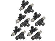 10 x Pneumatic 6mm x 1 8 PT Male Thread Tee Shaped One Touch Quick Fittings