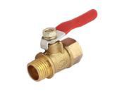 Red Handle Straight Way 13mm 1 4BSP Male Threaded Dia Gas Ball Valve