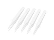 Plastic Straight Pointed Tip Anti static Tweezer Hand Tool Kit White 5pcs