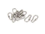 5mm Thickness Screw Lockable Carabiner Hook Keychain Silver Tone 10pcs