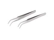 110mm Length Bent Curved Pointed Tip Tweezers Pliers Tool 2 Pcs