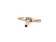6mm to 6mm Gold Tone Brass T Shaped 3 Ways Air Pneumatic Barb Fitting Connector