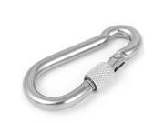 12mm Thickness Screw Lock Carabiner Hook Keychain Silver Tone