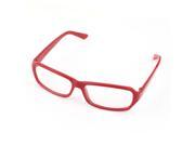 Unique Bargains Lady Plastic Red Arms Full Rim Single Bridge Clear Lens Plain Glasses Spectacles