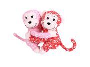 Unique Bargains Flower Pattern Wedding Party Gift Animal Toy Couple Hug Monkey Doll Red Pink