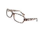 Unique Bargains Dark Brown Leopard Pattern Plastic Arms Clear Lens Glasses Spectacles for Women