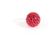 Unique Bargains Smart Phone Red Rhinestone Round Ball Shaped 3.5mm Anti Dust Ear Cap Stopper