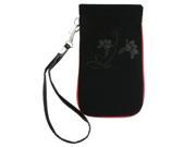 Unique Bargains Faux Suede Pouch Flower Pattern Bag w Faux Leather Rope for Cell Phone