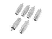 6 X AV RCA Male to F Type Female Coupler Extension Adapter Connector