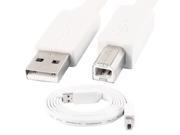 Unique Bargains USB 2.0 Type A Male to B Male m m Printer Flat Cable Cord White 1.5M