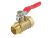 Unique Bargains 1 4 PT Female to Male Threaded Red Lever Handle Brass Ball Valve