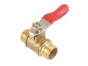 Unique Bargains Male to Male 13mm Thread Full Port Red Lever Ball Valve