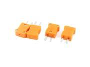 K Type 2 Flat Pin Temperature Sensor Thermocouple Mini Plug Orange 4PCS