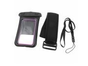 Sports Water Resistant Bag Holder Black Pink Neck Strap for iPhone 4 4S