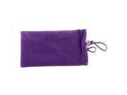 Unique Bargains Bead Button Closure Soft Plush Purple Bag for Mobile Phone