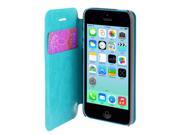 Unique Bargains Cyan Faux Leather Flip Stand Guard Shell Pouch Cover for iPhone 5C