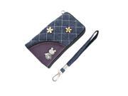 Floral Lining Zippered Phone Wallet Bag Pouch Blue