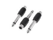 3 Pieces Mono 6.35mm Male Plug to RCA Female Socket Audio Adapter Converter