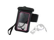 Unique Bargains Unique Bargains Black Pink Water Resistant Bag Case w Armband Neck Lanyard for iPhone 4G 4S