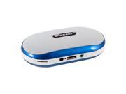 Mp4 PC Mini Speaker MP3 Player FM Audio Radio Sound Blue White w Strap